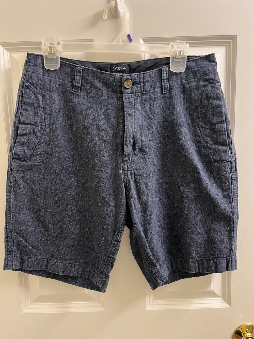 J. Crew Gramercy Men’s Navy Cotton-Linen Flat Front Shorts